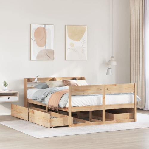 Berkfield Bed Frame without Mattress 150x200 cm King Size Solid Wood Pine