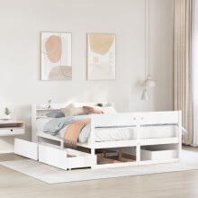 Berkfield Bed Frame without Mattress White 140x190 cm Solid Wood Pine