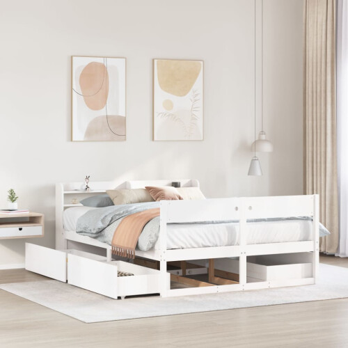 Berkfield Bed Frame without Mattress White 140x190 cm Solid Wood Pine