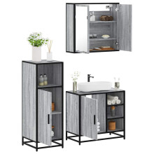 Berkfield 3 Piece Bathroom Furniture Set Grey Sonoma Engineered Wood