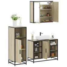 Berkfield 3 Piece Bathroom Furniture Set Sonoma Oak Engineered Wood