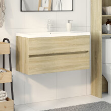 Berkfield 2 Piece Bathroom Furniture Set Ceramic and Engineered Wood
