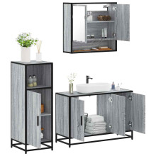 Berkfield 3 Piece Bathroom Furniture Set Grey Sonoma Engineered Wood