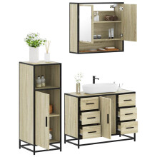 Berkfield 3 Piece Bathroom Furniture Set Sonoma Oak Engineered Wood