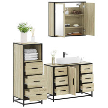 Berkfield 3 Piece Bathroom Furniture Set Sonoma Oak Engineered Wood