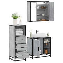 Berkfield 3 Piece Bathroom Furniture Set Grey Sonoma Engineered Wood