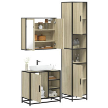 Berkfield 3 Piece Bathroom Furniture Set Sonoma Oak Engineered Wood