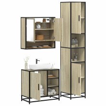 Berkfield 3 Piece Bathroom Furniture Set Sonoma Oak Engineered Wood