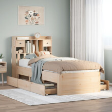 Berkfield Bookcase Bed without Mattress 75x190 cm Small Single Solid Wood Pine