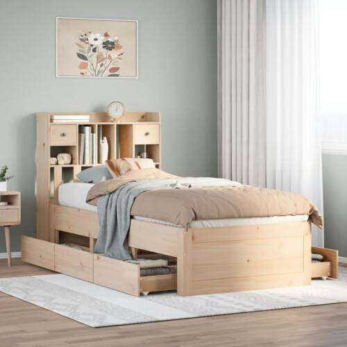 Berkfield Bookcase Bed without Mattress 75x190 cm Small Single Solid Wood Pine