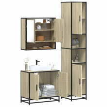 Berkfield 3 Piece Bathroom Furniture Set Sonoma Oak Engineered Wood