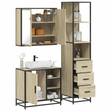 Berkfield 3 Piece Bathroom Furniture Set Sonoma Oak Engineered Wood