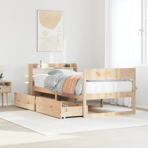 Berkfield Bed Frame without Mattress 75x190 cm Small Single Solid Wood Pine