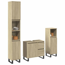 Berkfield 3 Piece Bathroom Furniture Set Sonoma Oak Engineered Wood