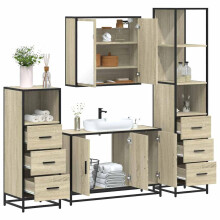 Berkfield 4†Piece Bathroom Furniture Set†Sonoma Oak Engineered Wood