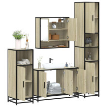 Berkfield 4†Piece Bathroom Furniture Set†Sonoma Oak Engineered Wood