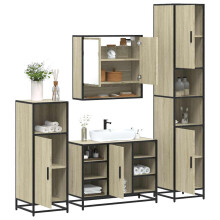 Berkfield 4†Piece Bathroom Furniture Set†Sonoma Oak Engineered Wood