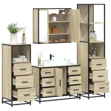 Berkfield 4†Piece Bathroom Furniture Set†Sonoma Oak Engineered Wood