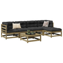 Berkfield 6 Piece Garden Sofa Set Impregnated Wood Pine