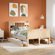 Berkfield Bookcase Bed without Mattress 135x190 cm Double Solid Wood Pine
