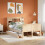 Berkfield Bookcase Bed without Mattress 135x190 cm Double Solid Wood Pine 1