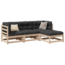 Berkfield 4 Piece Garden Sofa Set Solid Wood Pine