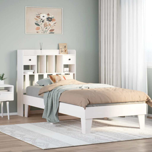 Berkfield Bed Frame without Mattress White 75x190 cm Small Single Solid Wood Pine