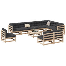 Berkfield 11 Piece Garden Sofa Set Solid Wood Pine