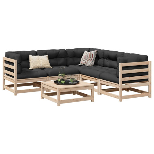 Berkfield 6 Piece Garden Sofa Set Solid Wood Pine