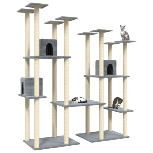 Berkfield Cat Tree with Sisal Scratching Posts Light Grey 174 cm 2