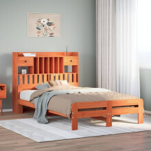 Berkfield Bookcase Bed without Mattress Wax Brown 135x190 cm Double Solid Wood Pine