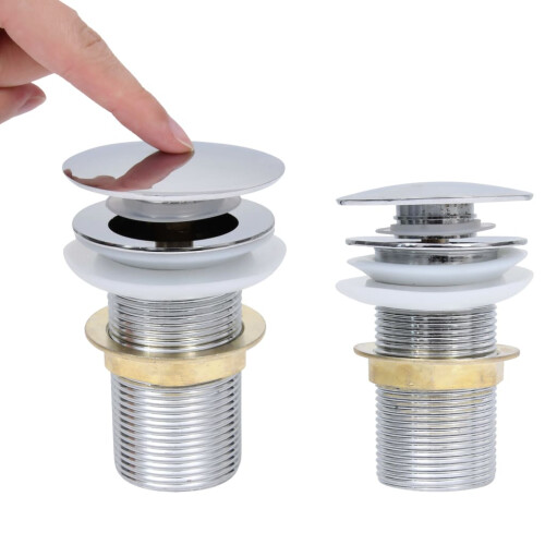 Berkfield Push Drain without Overflow Function Chrome 6.4x6.4x9.1 cm 1