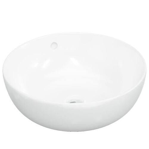 Berkfield Wash Basin White 44x17 cm Ceramic Round 1
