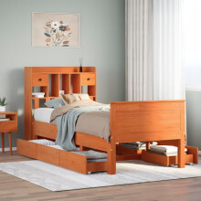 Berkfield Bookcase Bed without Mattress Wax Brown 100x200 cm Solid Wood Pine