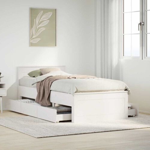 Berkfield Bed Frame without Mattress with Headboard White 90x190 cm Single Solid Wood Pine