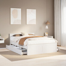 Berkfield Bed Frame without Mattress with Headboard White 150x200 cm King Size Solid Wood Pine