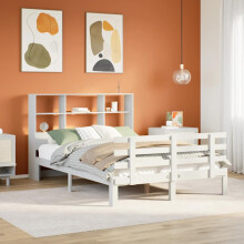 Berkfield Bookcase Bed without Mattress White 160x200cm Solid Wood Pine