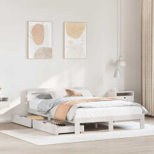 Berkfield Bed Frame without Mattress White 135x190 cm Double Solid Wood Pine