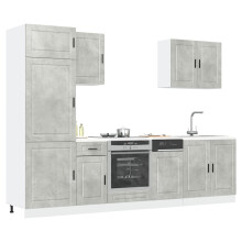 Berkfield 7 Piece Kitchen Cabinet Set Porto Concrete Grey Engineered Wood