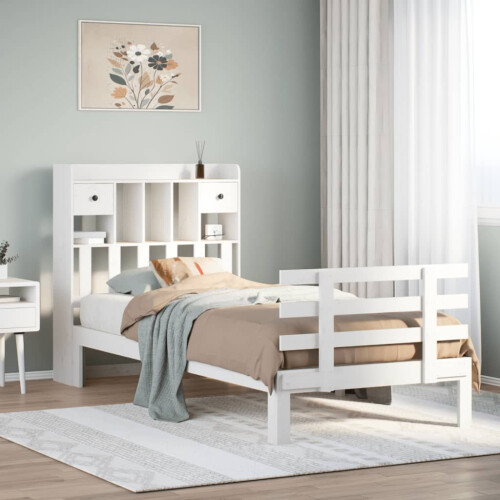 Berkfield Bookcase Bed without Mattress White 90x190 cm Single Solid Wood Pine