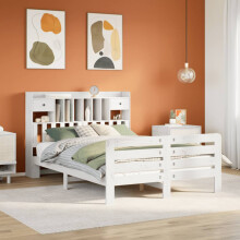 Berkfield Bookcase Bed without Mattress White 140x200 cm Solid Wood Pine