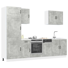 Berkfield 7 Piece Kitchen Cabinet Set Kalmar Concrete Grey Engineered Wood
