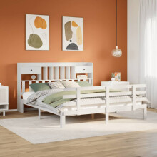 Berkfield Bookcase Bed without Mattress White 180x200 cm Super King Solid Wood Pine