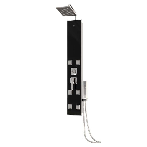 Berkfield Shower Panel Unit Glass 18x45.5x130 cm Black 2