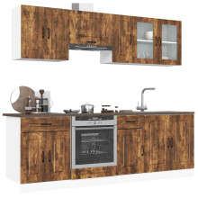 Berkfield 8 Piece Kitchen Cabinet Set Kalmar Smoked Oak Engineered Wood