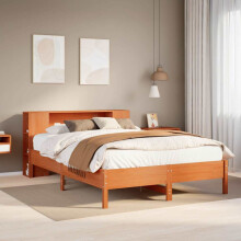 Berkfield Bookcase Bed without Mattress Wax Brown 135x190 cm Double Solid Wood Pine