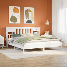 Berkfield Bookcase Bed without Mattress White 180x200 cm Super King Solid Wood Pine
