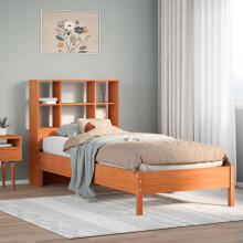 Berkfield Bookcase Bed without Mattress Wax Brown 100x200 cm Solid Wood Pine