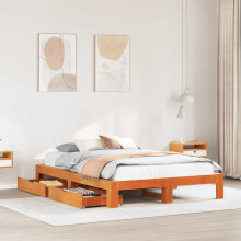 Berkfield Bed Frame without Mattress Wax Brown 150x200 cm King Size Solid Wood Pine