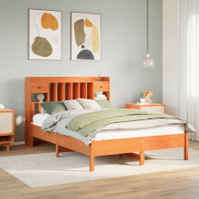 Berkfield Bookcase Bed without Mattress Wax Brown 135x190 cm Double Solid Wood Pine
